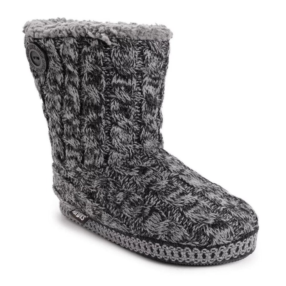 Muk Luks Black Marled Convertible Bootie Slippers - Women's 11/12